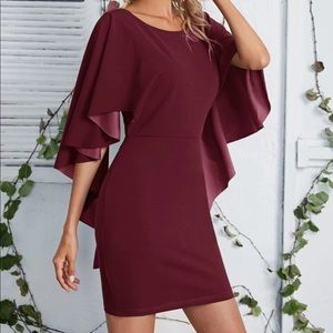 SHEIN Open back asymmetrical cloak sleeve dress